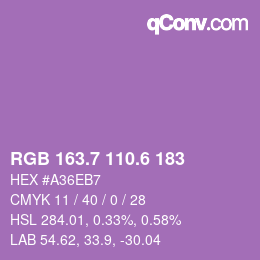 カラーコード: RGB 163.7 110.6 183 | qconv.com