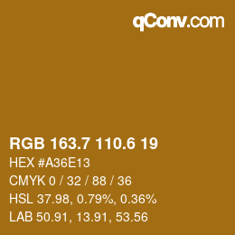 カラーコード: RGB 163.7 110.6 19 | qconv.com