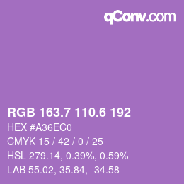 カラーコード: RGB 163.7 110.6 192 | qconv.com