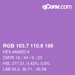 カラーコード: RGB 163.7 110.6 196 | qconv.com