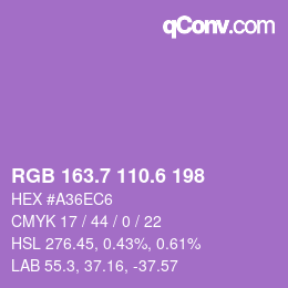 カラーコード: RGB 163.7 110.6 198 | qconv.com