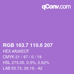 カラーコード: RGB 163.7 110.6 207 | qconv.com