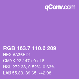 カラーコード: RGB 163.7 110.6 209 | qconv.com