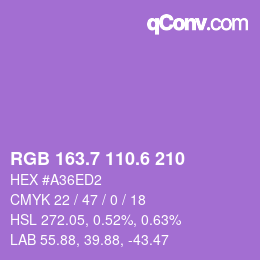 カラーコード: RGB 163.7 110.6 210 | qconv.com