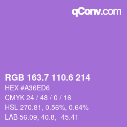 カラーコード: RGB 163.7 110.6 214 | qconv.com