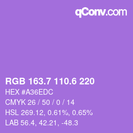 カラーコード: RGB 163.7 110.6 220 | qconv.com