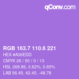 カラーコード: RGB 163.7 110.6 221 | qconv.com