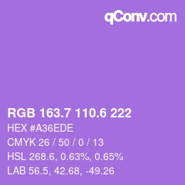 カラーコード: RGB 163.7 110.6 222 | qconv.com