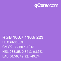 カラーコード: RGB 163.7 110.6 223 | qconv.com