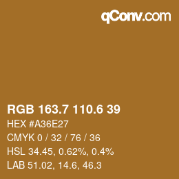 カラーコード: RGB 163.7 110.6 39 | qconv.com