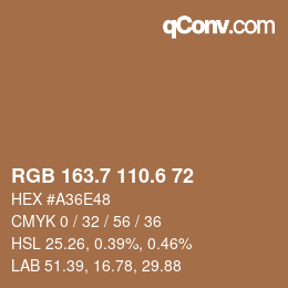 カラーコード: RGB 163.7 110.6 72 | qconv.com