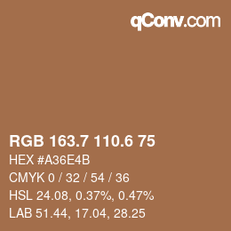 カラーコード: RGB 163.7 110.6 75 | qconv.com