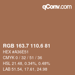 カラーコード: RGB 163.7 110.6 81 | qconv.com