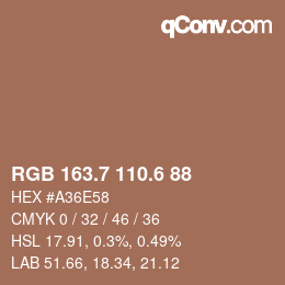 カラーコード: RGB 163.7 110.6 88 | qconv.com