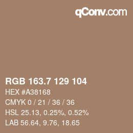 カラーコード: RGB 163.7 129 104 | qconv.com