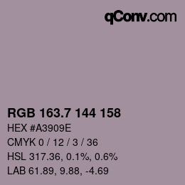 カラーコード: RGB 163.7 144 158 | qconv.com