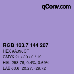 カラーコード: RGB 163.7 144 207 | qconv.com