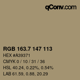 カラーコード: RGB 163.7 147 113 | qconv.com