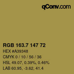 カラーコード: RGB 163.7 147 72 | qconv.com