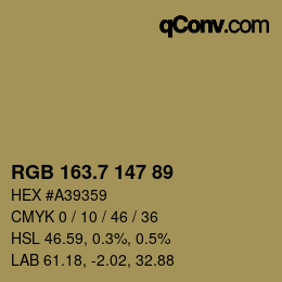 カラーコード: RGB 163.7 147 89 | qconv.com