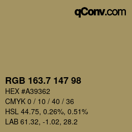 カラーコード: RGB 163.7 147 98 | qconv.com