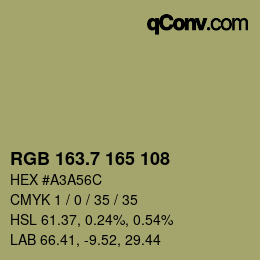 カラーコード: RGB 163.7 165 108 | qconv.com