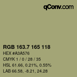 カラーコード: RGB 163.7 165 118 | qconv.com