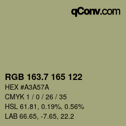 カラーコード: RGB 163.7 165 122 | qconv.com