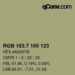 カラーコード: RGB 163.7 165 123 | qconv.com