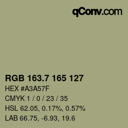 カラーコード: RGB 163.7 165 127 | qconv.com