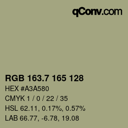 カラーコード: RGB 163.7 165 128 | qconv.com