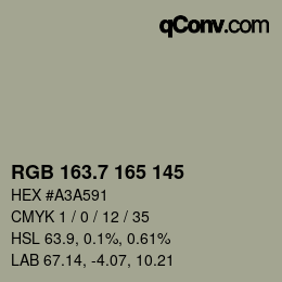 カラーコード: RGB 163.7 165 145 | qconv.com