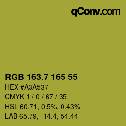 カラーコード: RGB 163.7 165 55 | qconv.com