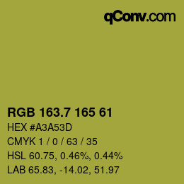 カラーコード: RGB 163.7 165 61 | qconv.com