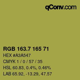 カラーコード: RGB 163.7 165 71 | qconv.com