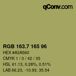 カラーコード: RGB 163.7 165 96 | qconv.com