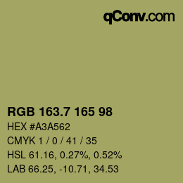カラーコード: RGB 163.7 165 98 | qconv.com