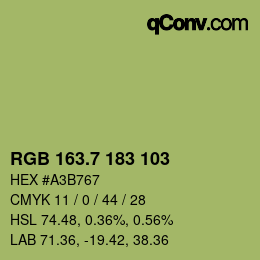 カラーコード: RGB 163.7 183 103 | qconv.com