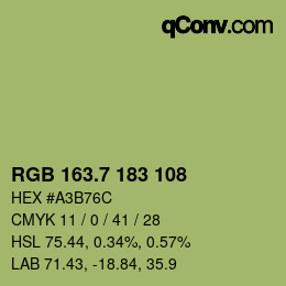 カラーコード: RGB 163.7 183 108 | qconv.com