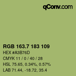カラーコード: RGB 163.7 183 109 | qconv.com