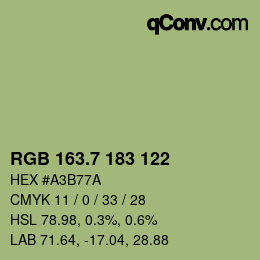 カラーコード: RGB 163.7 183 122 | qconv.com