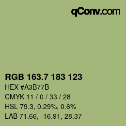 カラーコード: RGB 163.7 183 123 | qconv.com