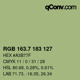カラーコード: RGB 163.7 183 127 | qconv.com