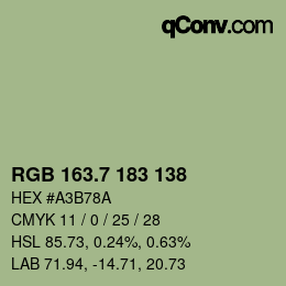 カラーコード: RGB 163.7 183 138 | qconv.com