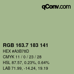 カラーコード: RGB 163.7 183 141 | qconv.com