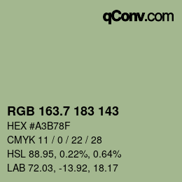 カラーコード: RGB 163.7 183 143 | qconv.com