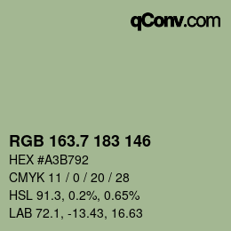 カラーコード: RGB 163.7 183 146 | qconv.com