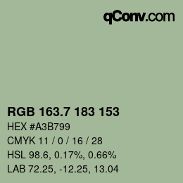 カラーコード: RGB 163.7 183 153 | qconv.com