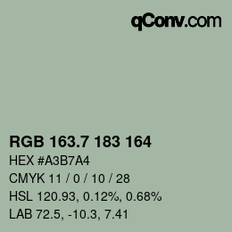 カラーコード: RGB 163.7 183 164 | qconv.com