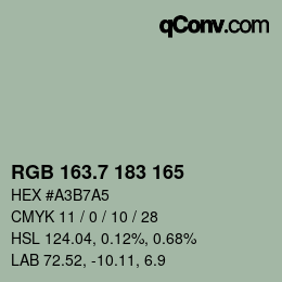 カラーコード: RGB 163.7 183 165 | qconv.com